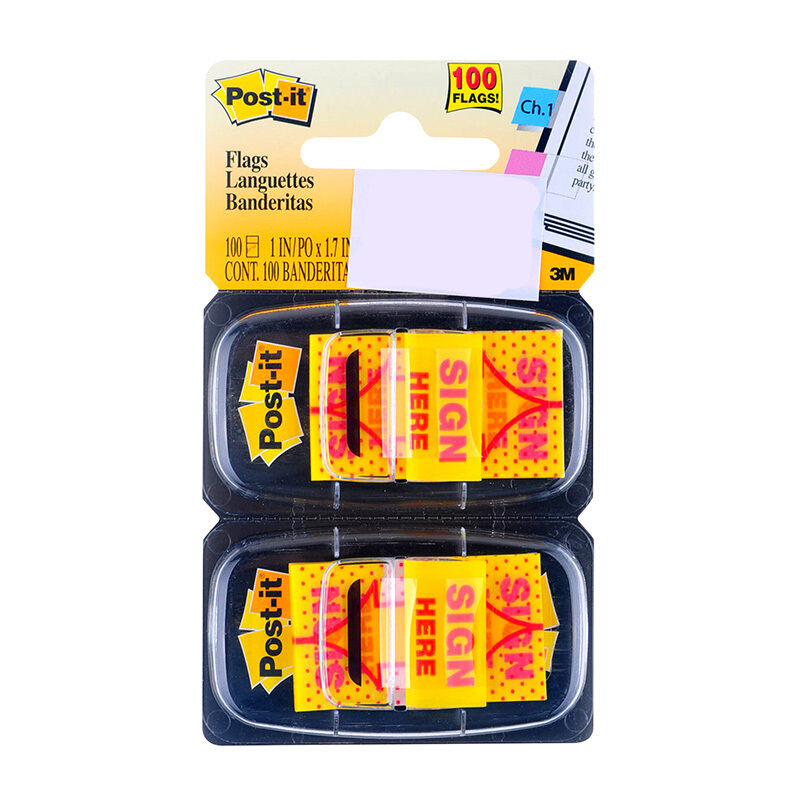 3M（Post-it） 680-SH2 指示標(biāo)簽/簽名標(biāo)簽/箭頭提示標(biāo)簽 25.4*43.2mm 100張/卡
