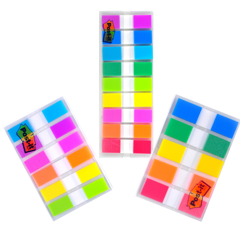 3M（Post-it） 683-9CF 透明抽取式指示標(biāo)簽 12*44mm 10張*9色/包