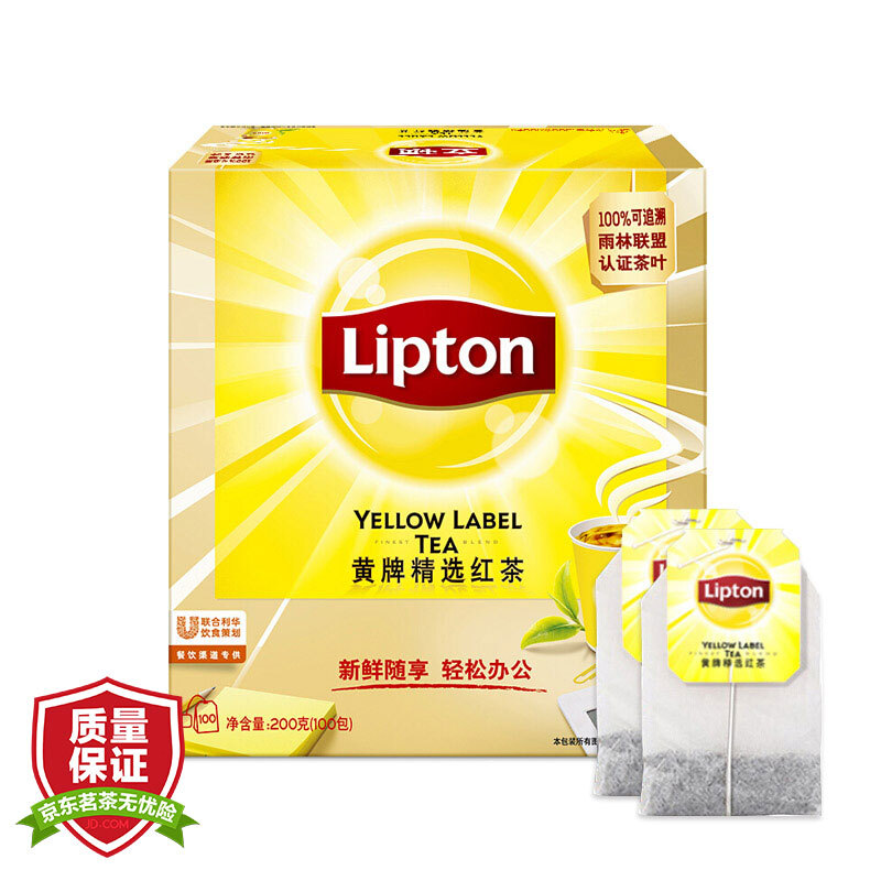 立頓（Lipton） 茶葉 100包200g 袋泡茶茶包 （黃牌精選紅茶）