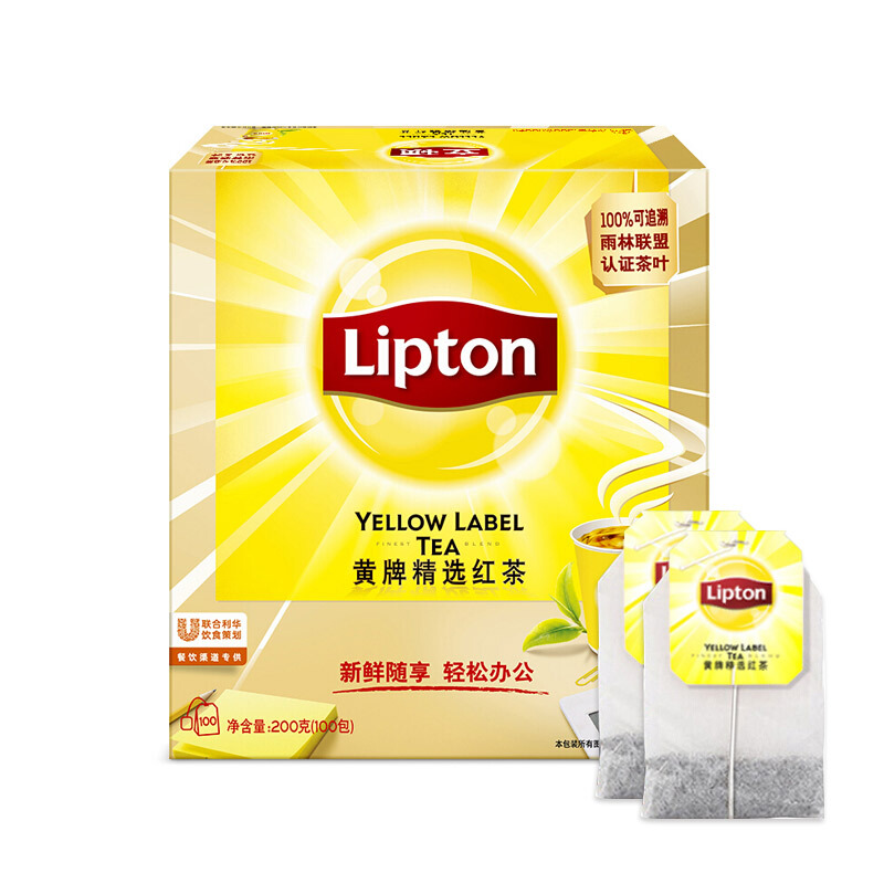 立頓（Lipton） 茶葉 100包200g 袋泡茶茶包 （黃牌精選紅茶）_http://www.bzsa.cn/img/images/C201902/1551337664599.jpg