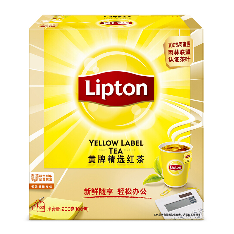 立頓（Lipton） 茶葉 100包200g 袋泡茶茶包 （黃牌精選紅茶）_http://www.bzsa.cn/img/images/C201902/1551337664609.jpg