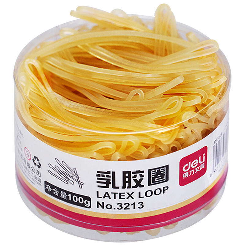 得力（deli） 3213 強(qiáng)韌性乳膠圈 橡皮筋 筒裝100g_http://www.bzsa.cn/img/images/C201903/1551687787310.jpg