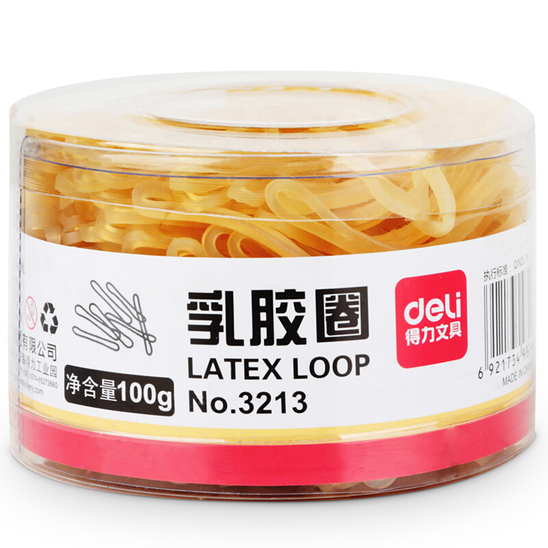 得力（deli） 3213 強(qiáng)韌性乳膠圈 橡皮筋 筒裝100g_http://www.bzsa.cn/img/images/C201903/1551687787320.jpg