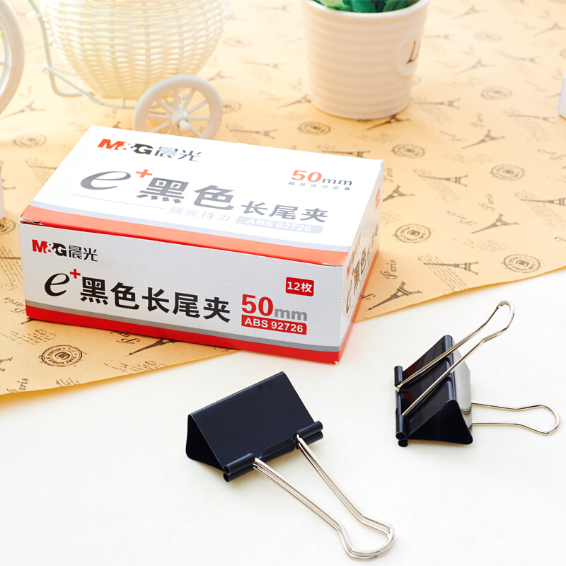 晨光（M&G） Eplus  長尾夾/長尾夾票夾 黑色(5# ABS92730/19mm 12枚/盒)_http://www.bzsa.cn/img/images/C201903/1551773537498.jpg