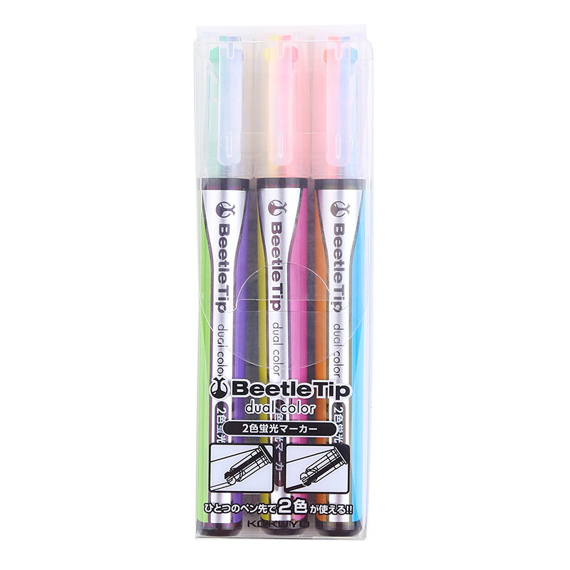 國譽(yù)(KOKUYO)雙色甲殼蟲雙頭熒光筆PM-L303-3S_http://www.bzsa.cn/img/images/C201906/1560924734674.jpg
