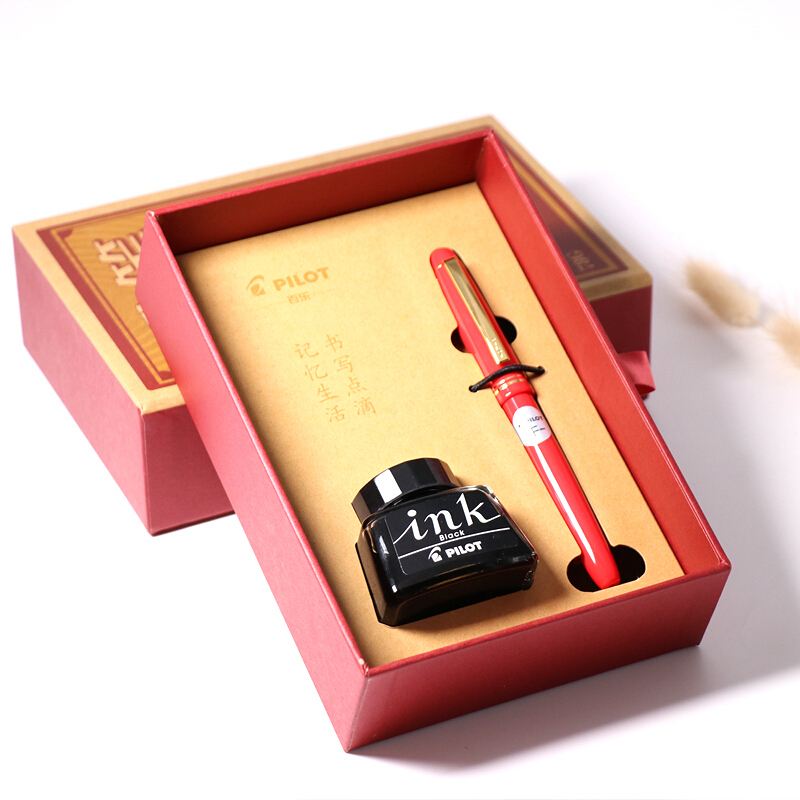百樂(lè)（PILOT）FP-78G+鋼筆套裝   商務(wù)簽字筆練字送禮鋼筆墨水復(fù)古禮盒裝 (F尖紅色)_http://www.bzsa.cn/img/images/C201910/1571125715389.jpg