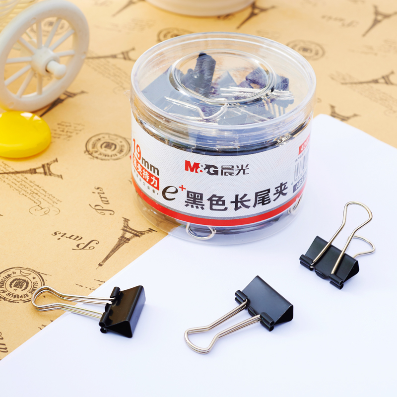晨光（M&G） Eplus  長(zhǎng)尾夾/長(zhǎng)尾夾票夾 黑色( 5#ABS92736/19MM 40枚/筒)_http://www.bzsa.cn/img/images/C202008/1596769517278.jpg