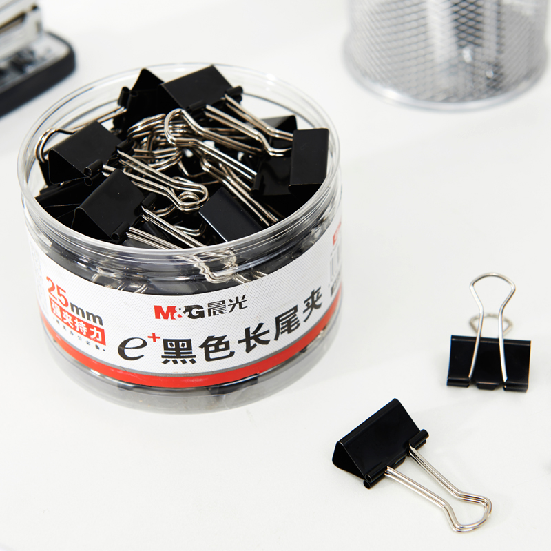晨光（M&G） Eplus  長尾夾/長尾夾票夾 黑色(4#ABS92735/25MM 48枚/筒)_http://www.bzsa.cn/img/images/C202008/1596769642906.jpg