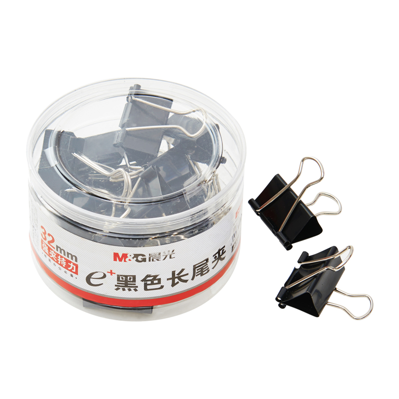 晨光（M&G） Eplus  長尾夾/長尾夾票夾 黑色( 3#ABS92734/32MM 24枚/筒)_http://www.bzsa.cn/img/images/C202008/1596769928723.jpg