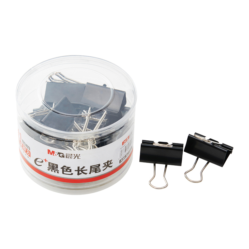 晨光（M&G） Eplus  長尾夾/長尾夾票夾 黑色(2#ABS92733/41MM 24枚/筒)_http://www.bzsa.cn/img/images/C202008/1596777184420.jpg