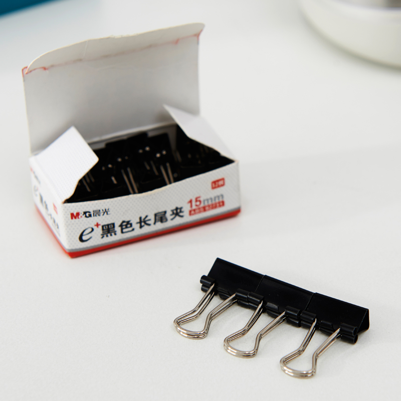 晨光（M&G） Eplus  長尾夾/長尾夾票夾 黑色(6# ABS92731/15mm 12枚/盒)_http://www.bzsa.cn/img/images/C202008/1596777370236.jpg