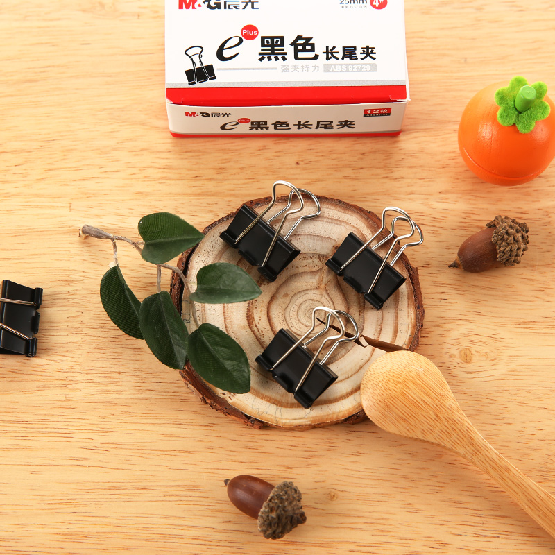 晨光（M&G） Eplus  長尾夾/長尾夾票夾 黑色(4#ABS92729/24mm 12枚/盒)_http://www.bzsa.cn/img/images/C202008/1596777686572.jpg