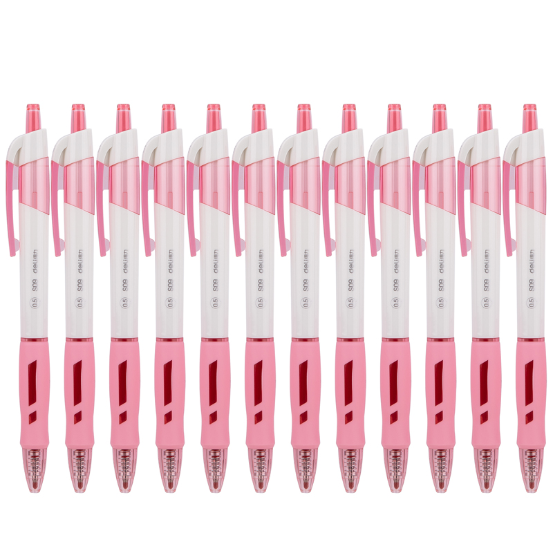 得力（deli）S09 按動子彈頭中性筆 紅色簽字筆 0.5mm 12支/盒_http://www.bzsa.cn/img/images/C202009/1599195151202.jpg