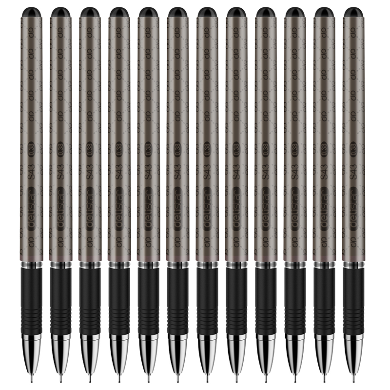 得力（deli）S43 財務(wù)專用中性筆 黑色簽字筆 0.38mm 12支盒