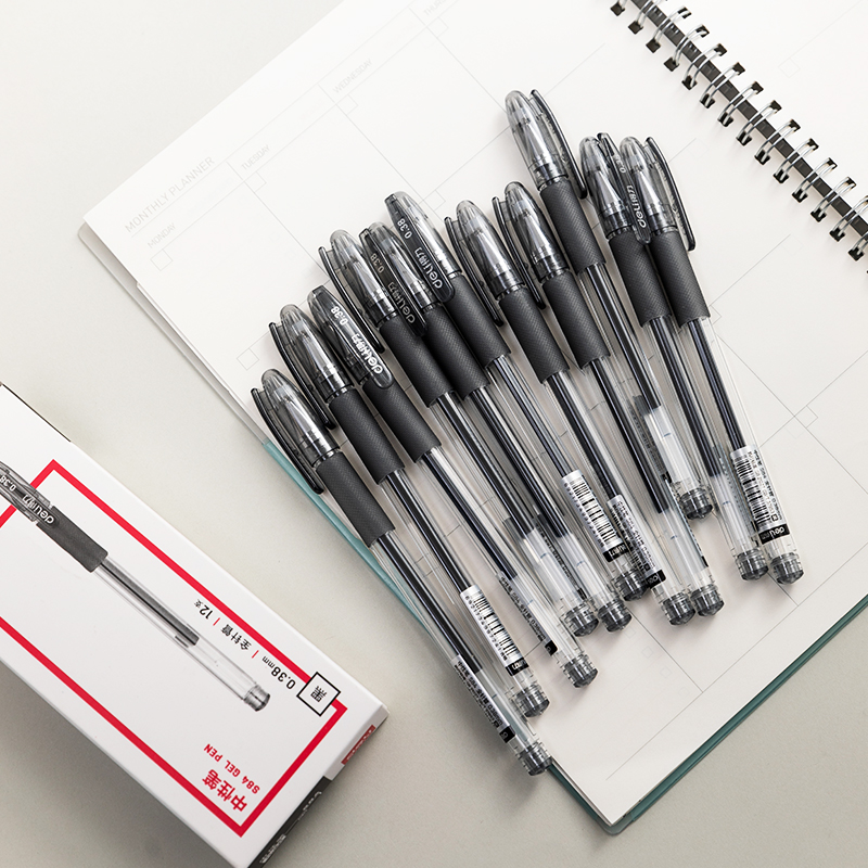 得力（deli）S84 財(cái)務(wù)專用中性筆 黑色簽字筆 0.38mm 12支盒_http://www.bzsa.cn/img/images/C202009/1599444079210.jpg