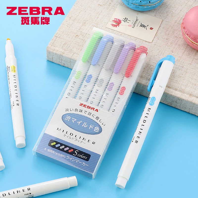斑馬（ZEBRA） wkt7 淡色系列5色雙頭熒光筆