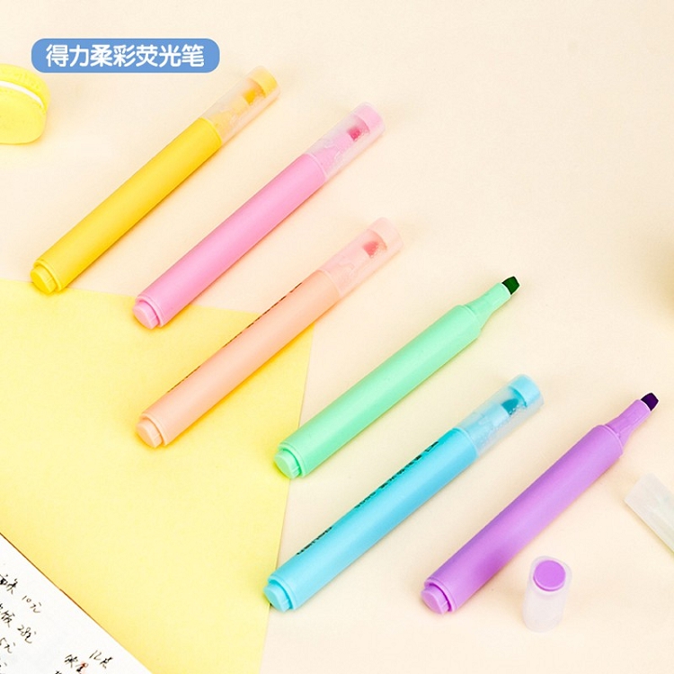 得力（deli）雙頭熒光筆重點(diǎn)醒目劃線筆標(biāo)記筆記號筆彩色筆套裝辦公學(xué)生文具 6支/盒 三角桿熒光筆S605_http://www.bzsa.cn/img/images/C202103/1615972936534.jpg