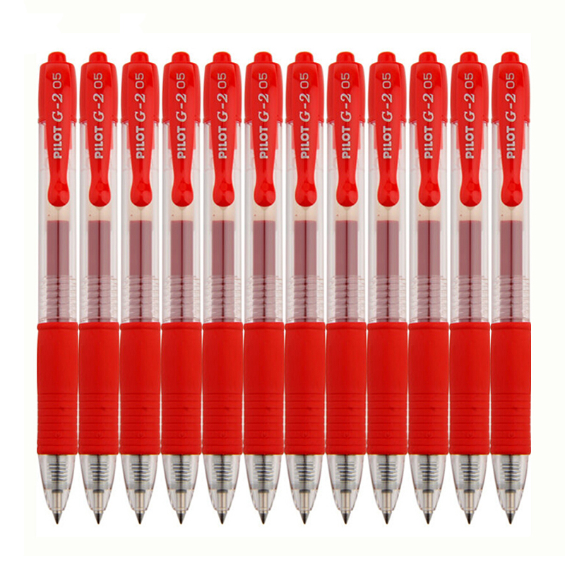 百樂（PILOT）BL-G2-5-R 按動中性筆啫喱筆 簽字筆0.5mm 12支/盒 (紅色) 