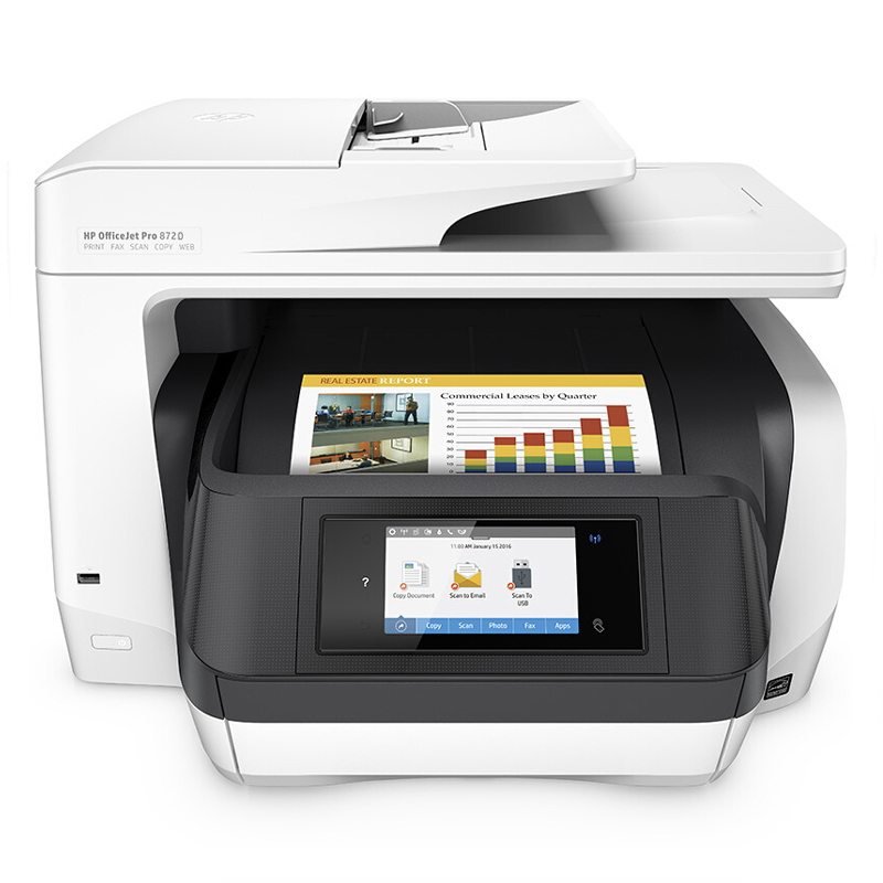 惠普（HP） OfficeJet Pro 8720 噴墨一體機 (無線4合1,白色) 