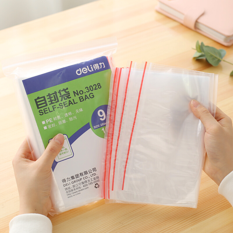得力（deli） 3028 自封袋(透明)-9號(hào)(100個(gè)/包)280ｘ200mm0.04mm_http://www.bzsa.cn/img/sp/206/61fd053f-3175-48ac-a4f1-431ef4b5687c.jpg