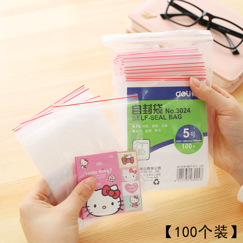 得力（deli） 3024 自封袋(透明)-5號(hào)(100個(gè)/包)150ｘ100mm0.04mm_http://www.bzsa.cn/img/sp/206/b9015bc9-9a65-4275-a620-a7694d415ab5.jpg