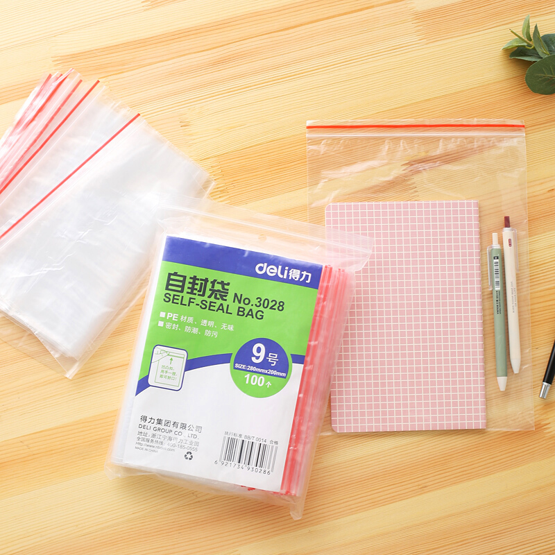 得力（deli） 3028 自封袋(透明)-9號(hào)(100個(gè)/包)280ｘ200mm0.04mm_http://www.bzsa.cn/img/sp/206/c6c3f7f6-77e8-478e-ba57-5e64efd60102.jpg