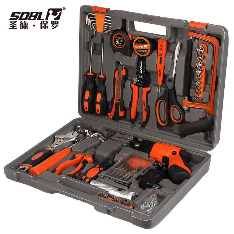 圣德保羅（SDBL） SD-013 82件套電動(dòng)工具組合 多用組套含電鉆 家用車用工具箱五金工具包