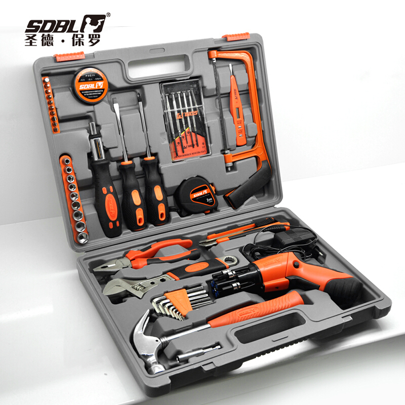 圣德保羅（SDBL） SD-012-A 52件套電動(dòng)工具組合 多用組套含電鉆 家用車用工具箱五金工具包