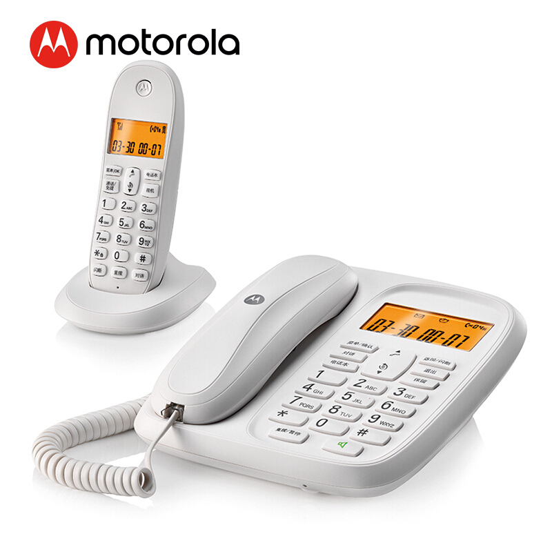 摩托羅拉（Motorola） CL101C 數(shù)字無繩電話機(jī)座機(jī)子母機(jī)中文顯示免提套裝辦公家用一拖一固定無線座機(jī) （白色）_http://www.bzsa.cn/img/sp/2147/b92373a3-9b0d-4be8-96d7-a32a161b24a2.jpg