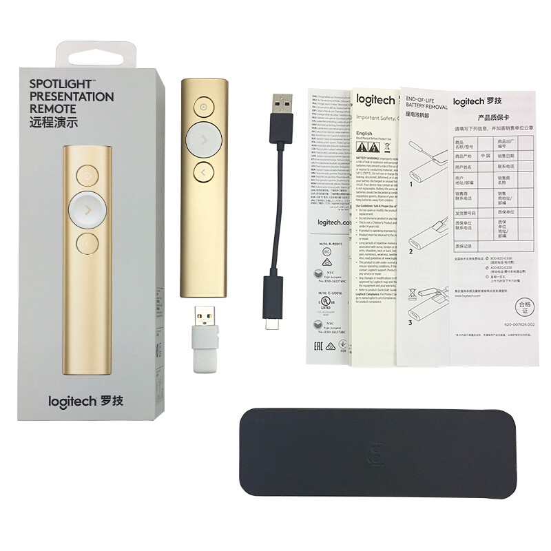 羅技（Logitech） Spotlight 無線演示器 投影筆 翻頁器 非激光筆 演示筆 演講神器 放大聚焦液晶屏可顯 (金色) _http://www.bzsa.cn/img/sp/242/af494d6b-0772-418e-9e3f-7fd05b6feba7.jpg
