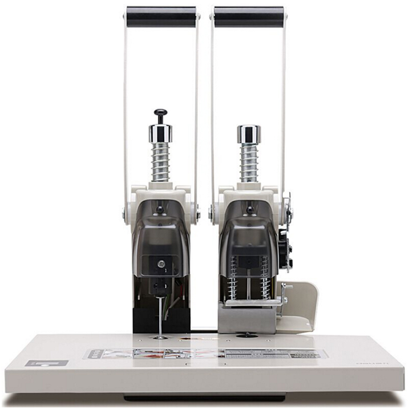 得力（deli） T502 財務憑證裝訂機智能型憑證單據(jù)打孔機 智能省力手動型（白灰）