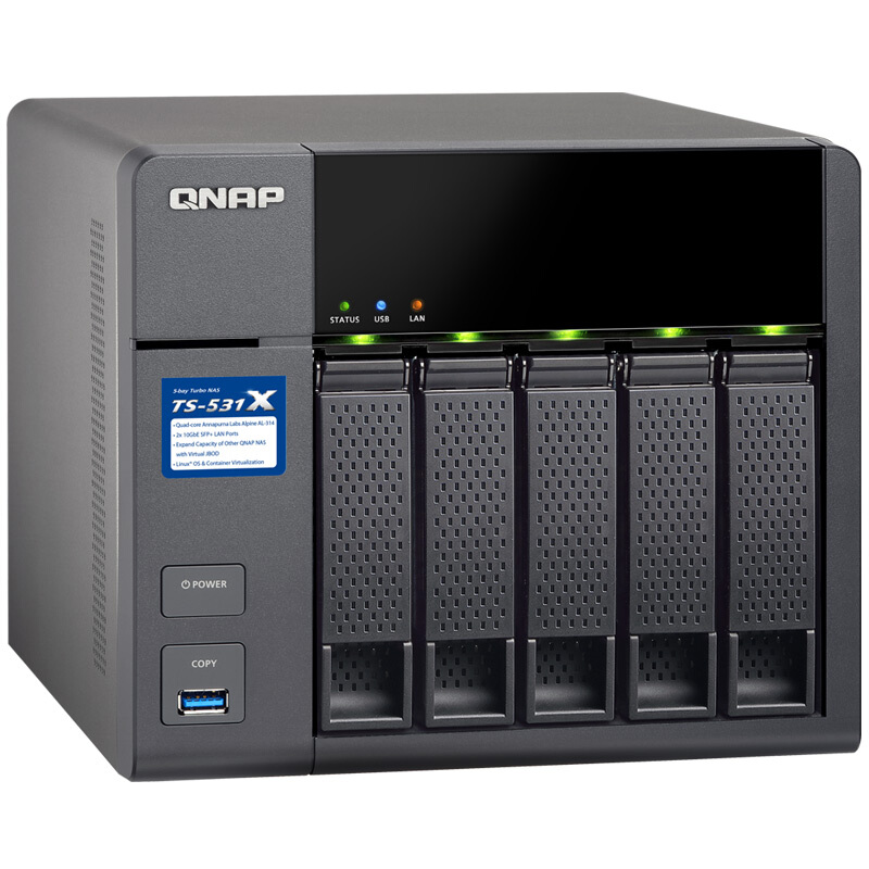 威聯(lián)通（QNAP） TS-531X-2G 高效能四核處理器,內(nèi)建雙10GbE SFP+ 網(wǎng)絡端口 五盤位NAS網(wǎng)絡存儲器（無內(nèi)置硬盤）_http://www.bzsa.cn/img/sp/275/b4f01938-a090-41f1-87f5-154f7d617596.jpg