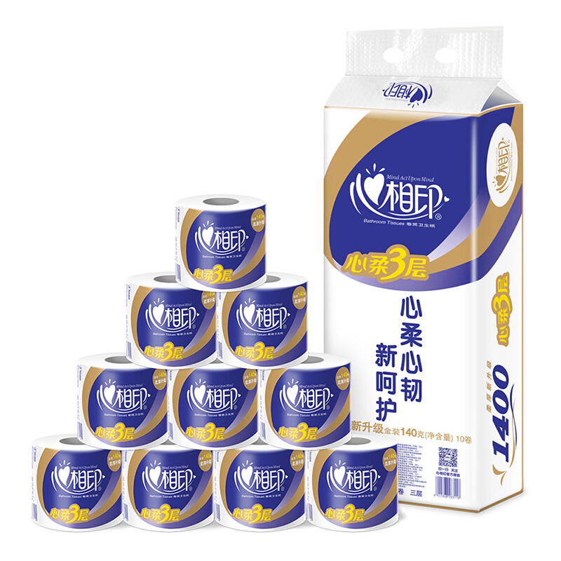 心相?。∕ind Act Upon Mind） BT910 3層空芯卷紙衛(wèi)生紙140g*10卷