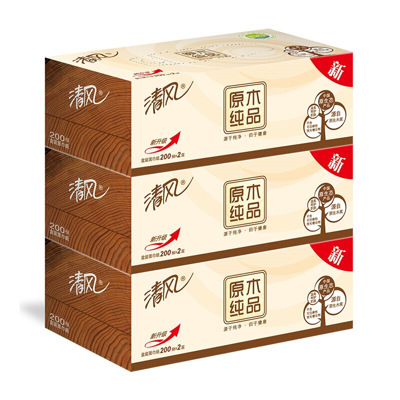 清風（APP） B338C1 原木純品盒裝抽紙面巾紙餐巾紙 2層200抽*3盒_http://www.bzsa.cn/img/sp/383/b42e61e3-197f-40b9-93d9-f0cbf682b5aa.jpg