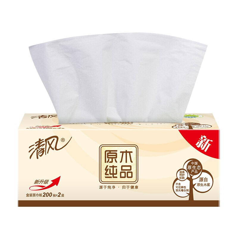 清風（APP） B338C1 原木純品盒裝抽紙面巾紙餐巾紙 2層200抽*3盒_http://www.bzsa.cn/img/sp/383/eca36e39-aec9-4e74-8590-26293537b2df.jpg