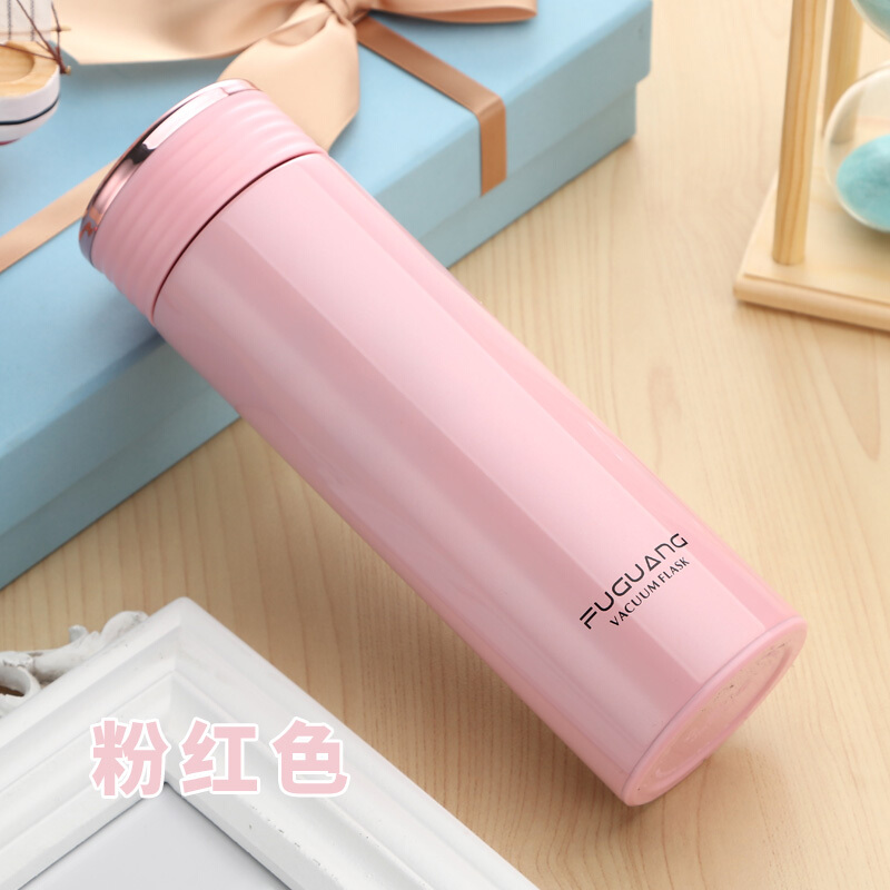 富光 FGL-3590 保溫杯 420ml 不銹鋼車(chē)載辦公泡茶水杯 （粉紅）