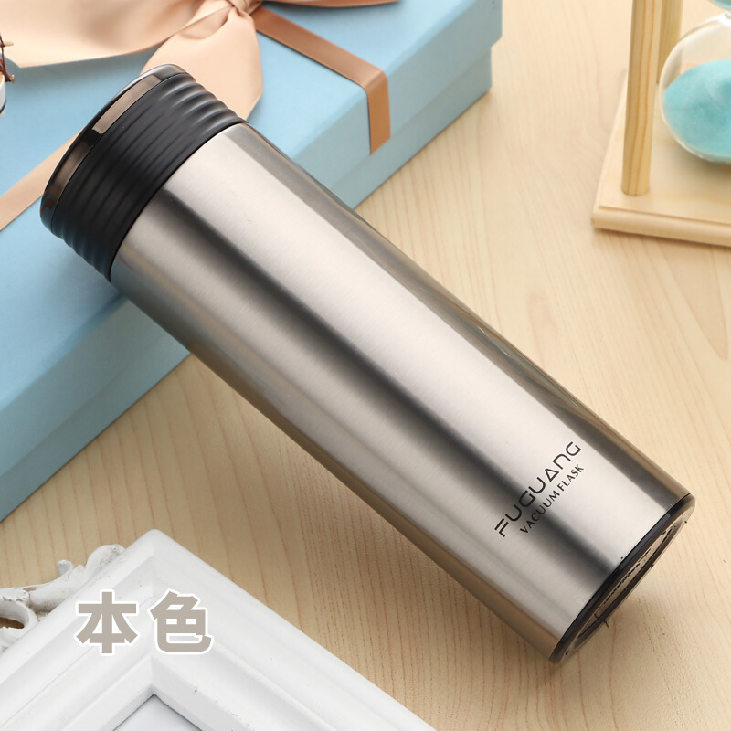 富光 FGL-3590 保溫杯 420ml 不銹鋼車(chē)載辦公泡茶水杯 （本色）