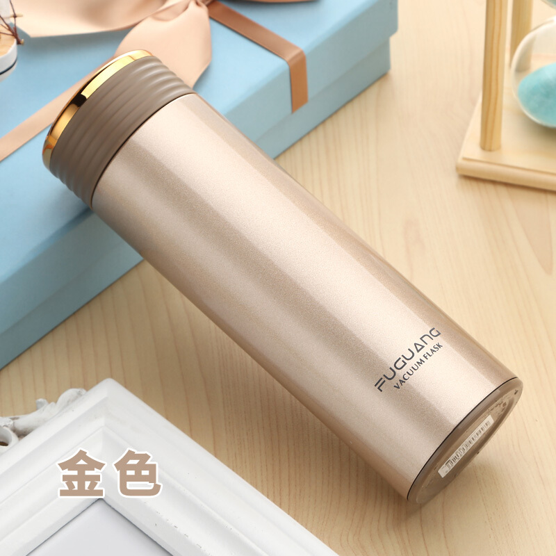 富光 FGL-3590 保溫杯 420ml 不銹鋼車(chē)載辦公泡茶水杯 （閃金）