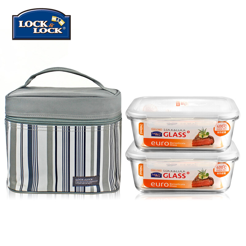 樂(lè)扣樂(lè)扣（locklock） LLG429S901 耐熱玻璃便當(dāng)組合兩件套740ml*2個(gè)