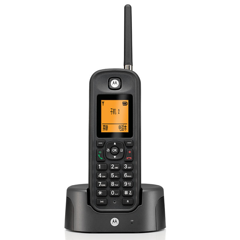 摩托羅拉（Motorola） O202C 電話(huà)機(jī) 遠(yuǎn)距離數(shù)字無(wú)繩套裝 橙色背光電話(huà)簿中英文顯示菜單可擴(kuò)展 無(wú)線(xiàn)座機(jī) （黑色）_http://www.bzsa.cn/img/sp/764/9e0a307c-e732-4446-9f07-3cdcc04816a7.jpg