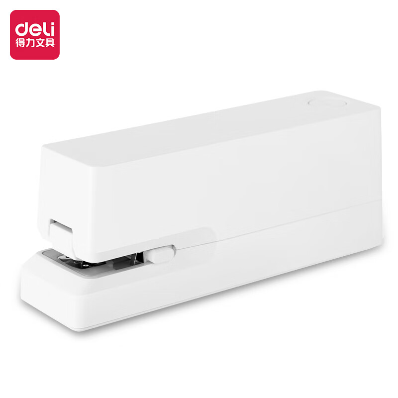 得力(deli)雙電源電動訂書機 適配24/6或26/6訂書釘 辦公用品 白色 TA750