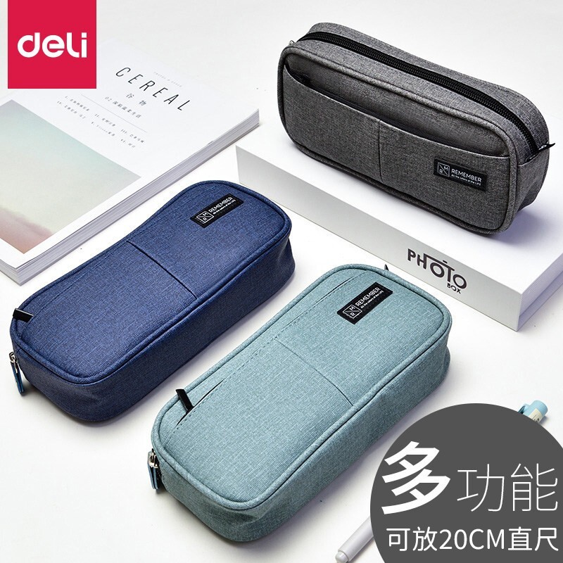 得力（deli） 多層大容量仿亞麻筆袋 深藍色66782_http://www.bzsa.cn/newimg/C202310/1697786162278.jpg