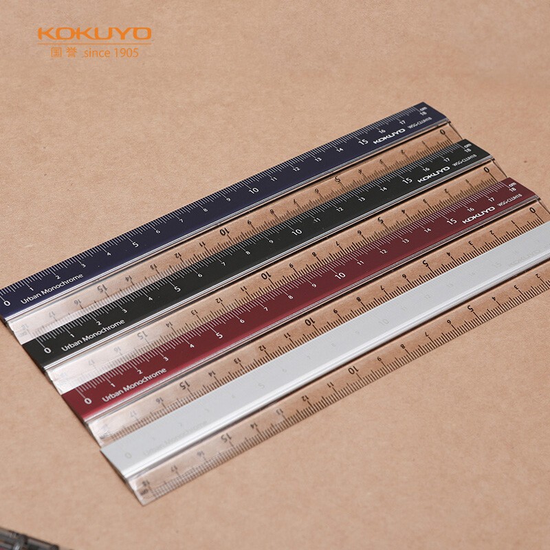 國譽（KOKUYO）都市印象學生高考PC鋁制直尺（18cm）190×24×3.5mm黑色 1個裝 WSG-CLUH18D_http://www.bzsa.cn/newimg/C202401/1704444526982.jpg